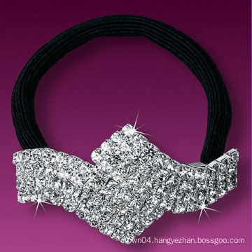 fashion metal silver plated crystal small elastic hair bands